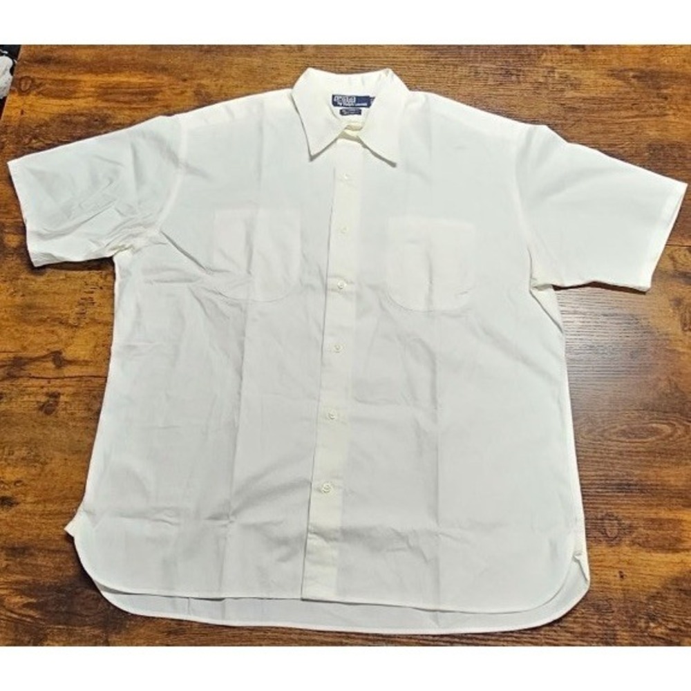 Polo Ralph Lauren Ellsworth Men's Large White Button Up 100% Cotton Camp Shirt